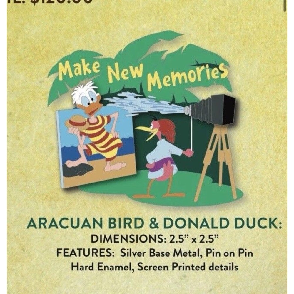 Destination D23 2025 DisneyCompany Store LE 300 Aracuan Bird and Donald Duck Pin